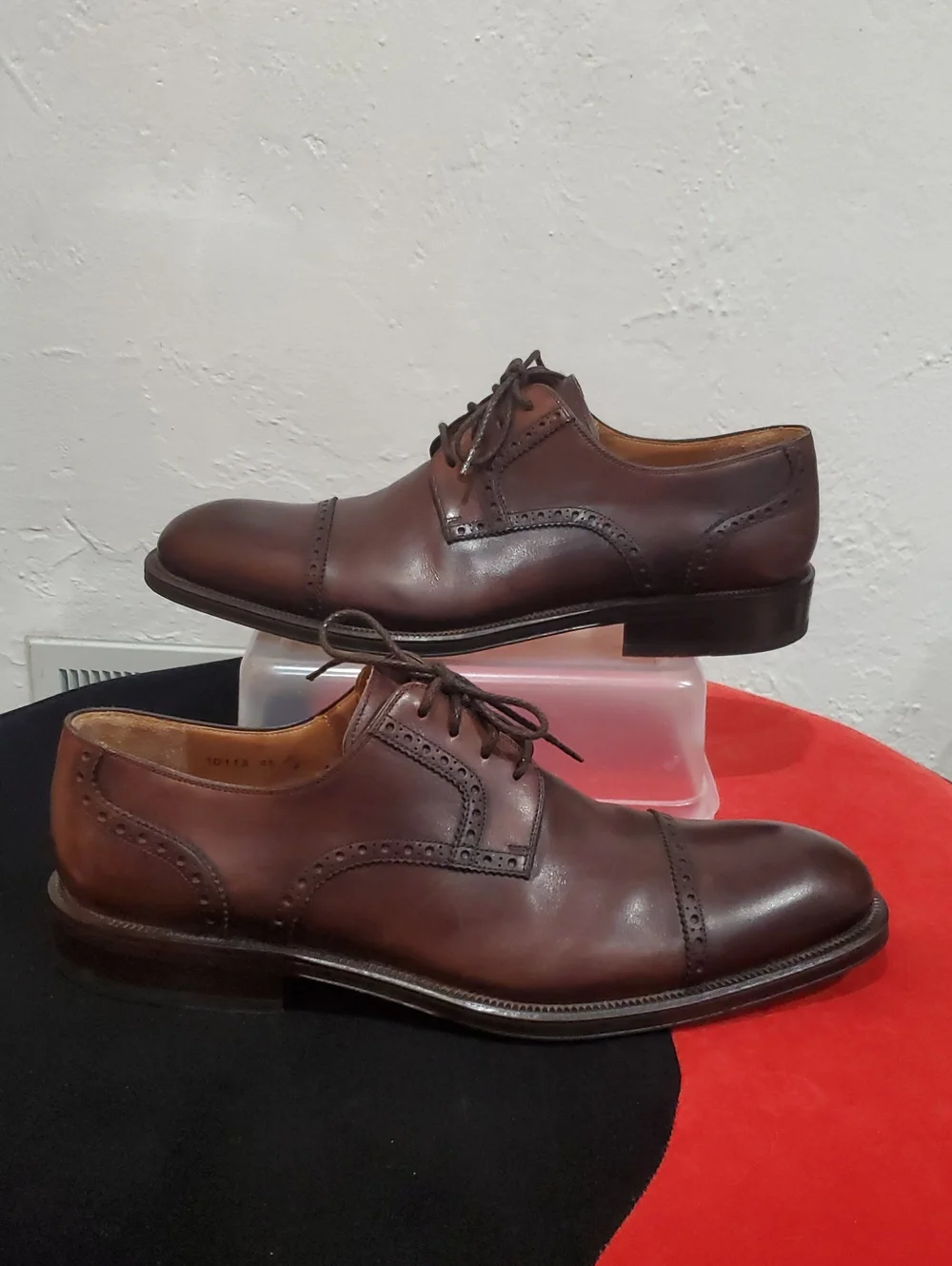 Magnanni Brown Leather Cap-Toe Derby Shoes Size 11.5